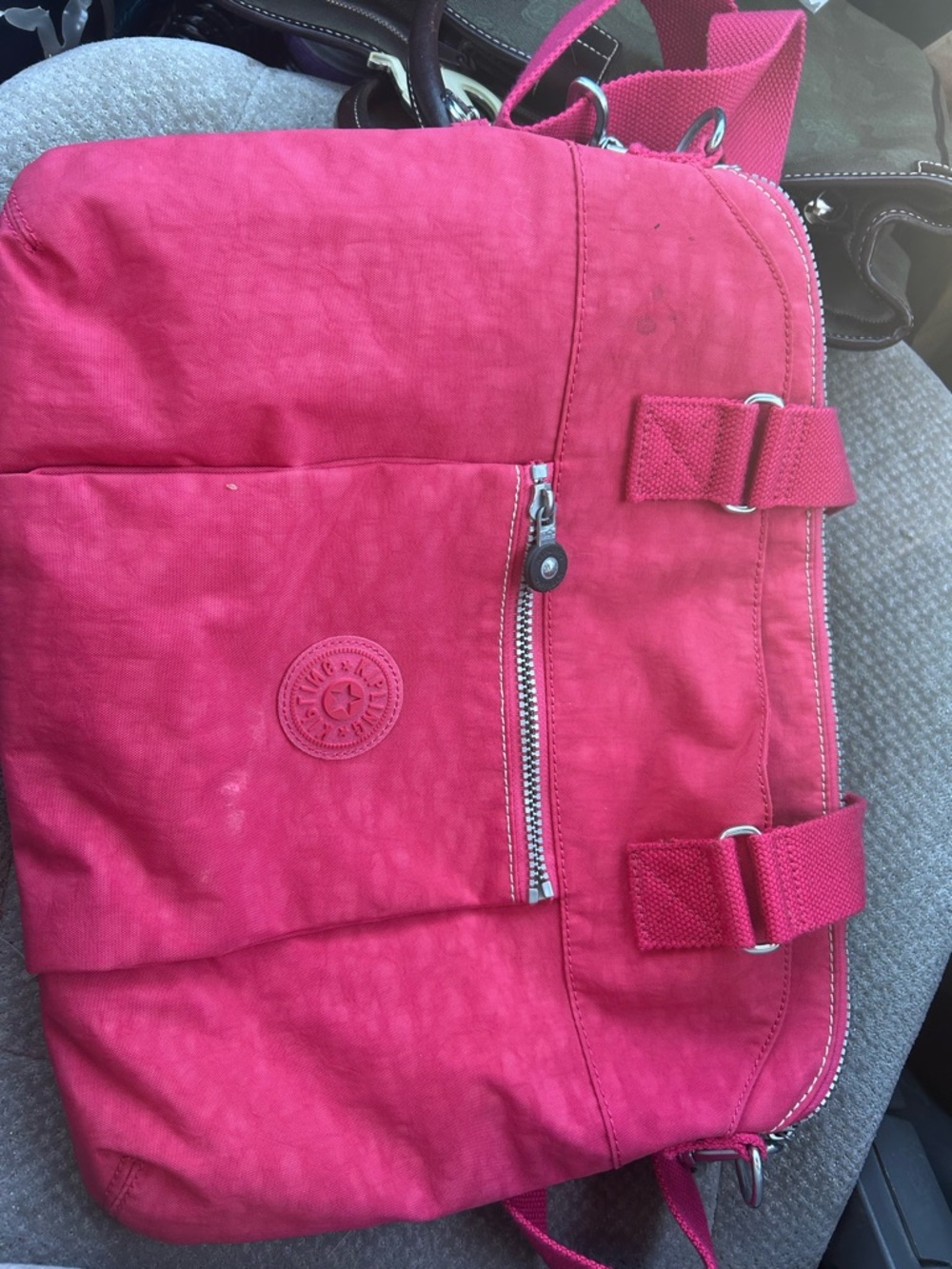 Kipling Hot Pink Nylon Crossbody with Front Zip